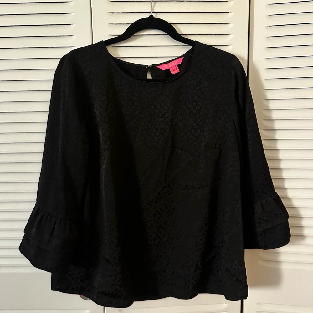 Lilly Pulitzer Black Bell Sleeve Blouse